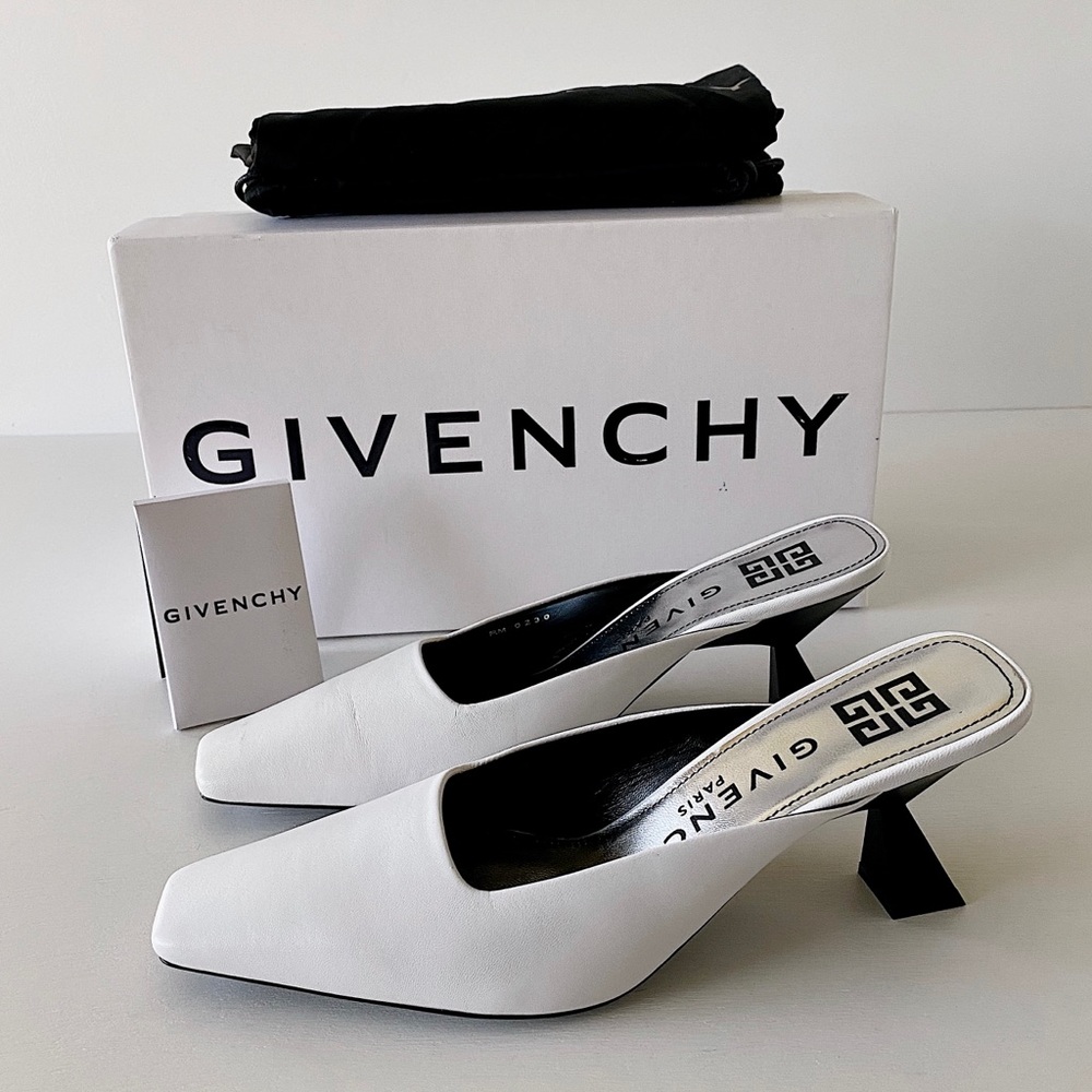 ✨New GIVENCHY Look Book Leather Heel Mules Size 38 - Picture 2 of 13